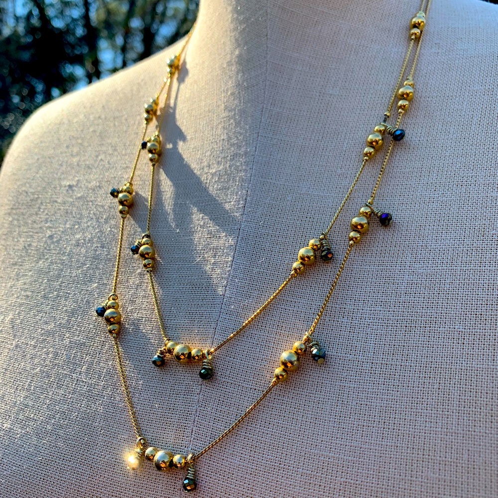 Avon Hand Embellished Double Strand Beaded Necklace